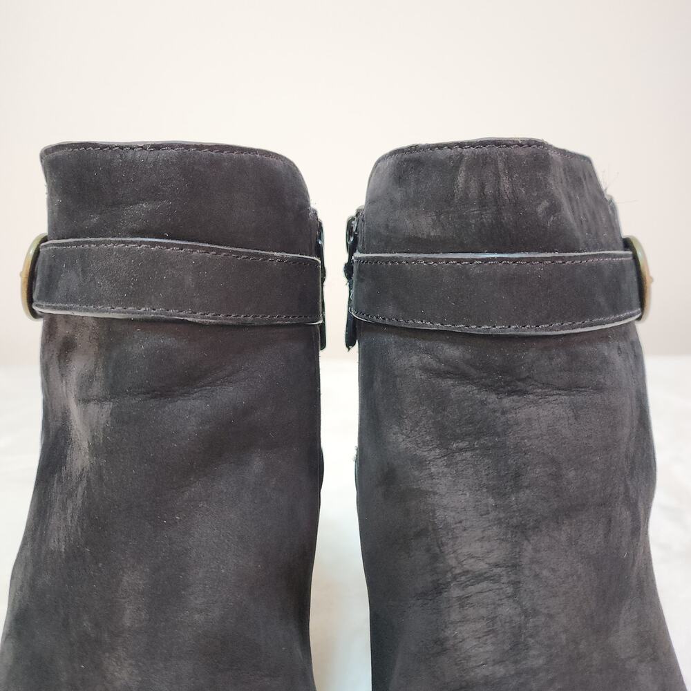 Cole Haan Black Nubuck 8C Wide Ankle Boots Whimsigoth Witchy Quiet Luxury Boho - Picture 5 of 12